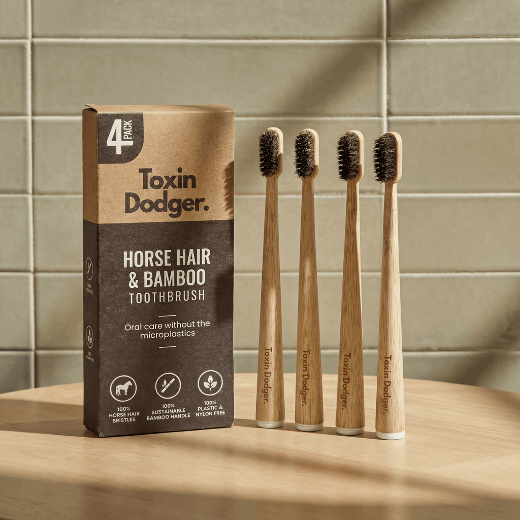 Boar Bristle Toothbrush (4 Pack) - boar or horse hair and bamboo