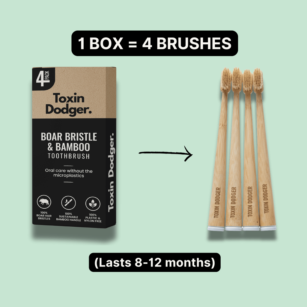 Boar Bristle Toothbrush (4 Pack) - boar or horse hair and bamboo
