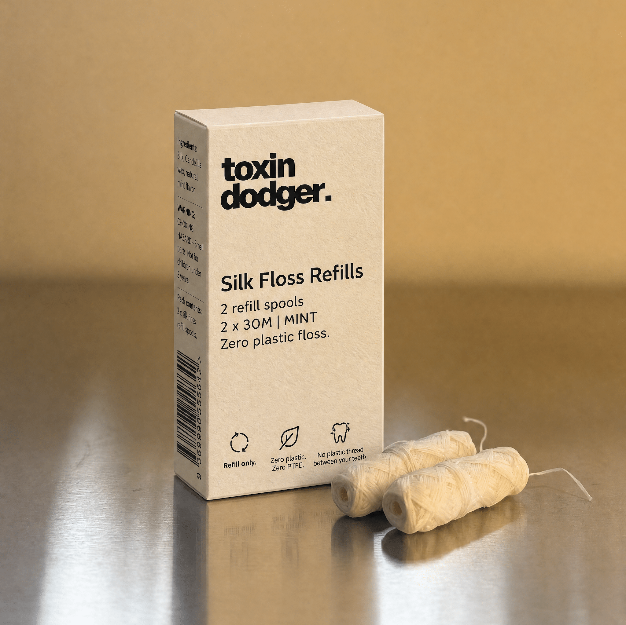 Zero Plastic Silk Dental Floss - Refill (2x Spools)